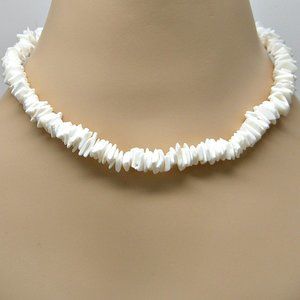 Surfer Square Cut Puka Shell Necklace 18 inch length